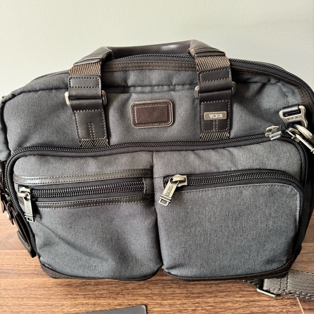Tumi Grey Anderson Slim Briefcase Laptop Bag